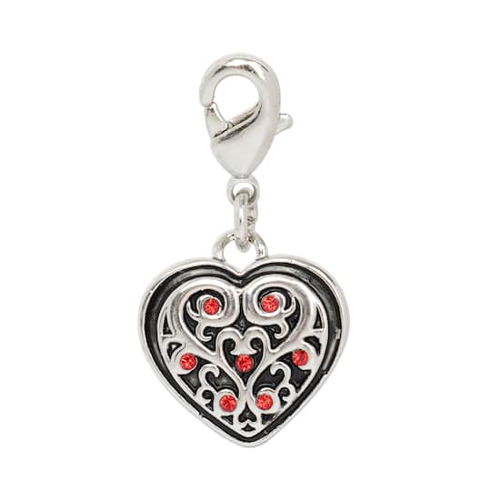 Light Siam Filagree Heart Austrian Crystal Charm by Bead Landing™